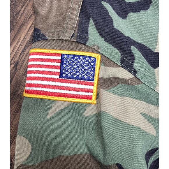 Vintage US Army Jacket Mens Large Long Camo BDU 85th Infantry US Flag Patch 90s - Picture 4 of 10